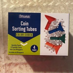 OfficeHub Coin Sorting Tubes for Pennies, Nickels, Dimes, Quarters + Wrappers